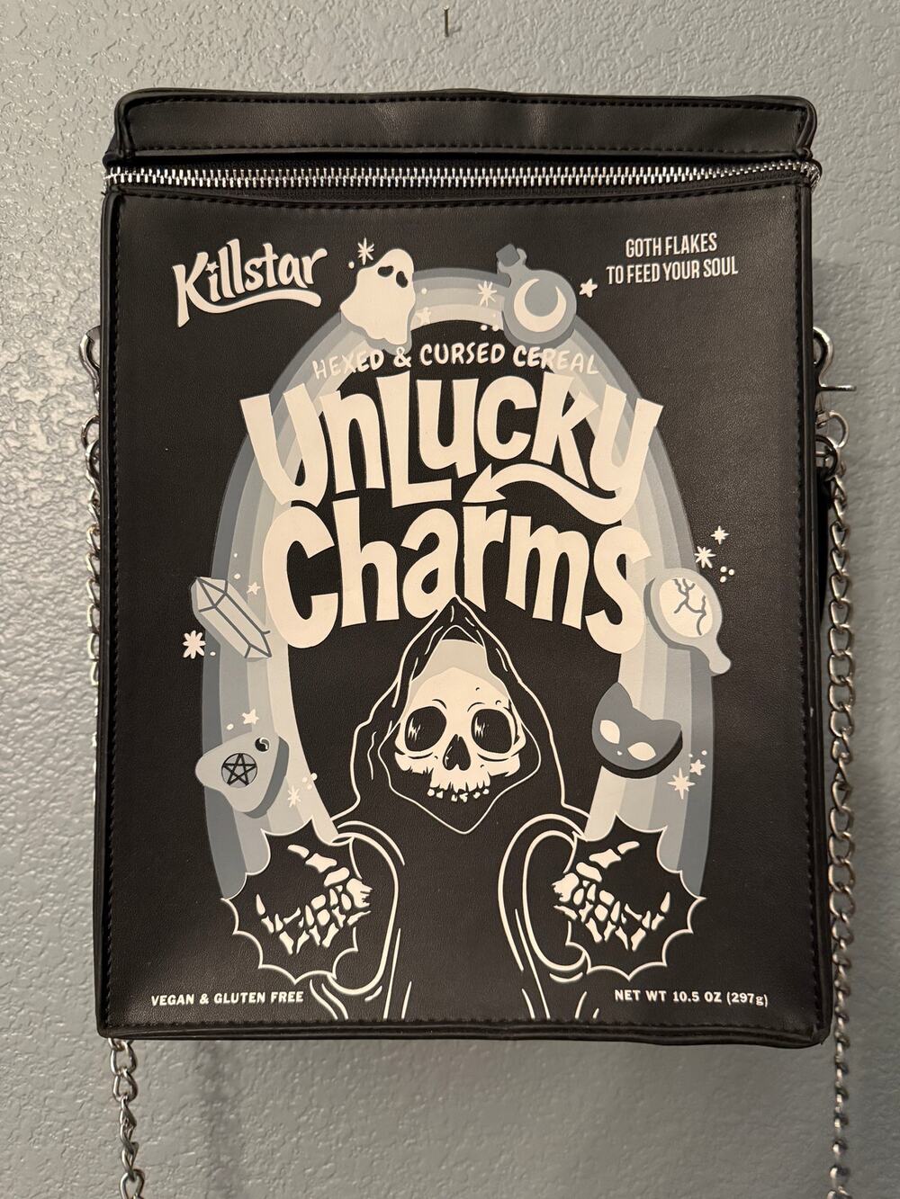 NWOT Killstar Unlucky Charms Cereal Box Backpack Ghostface Halloween Goth Humor
